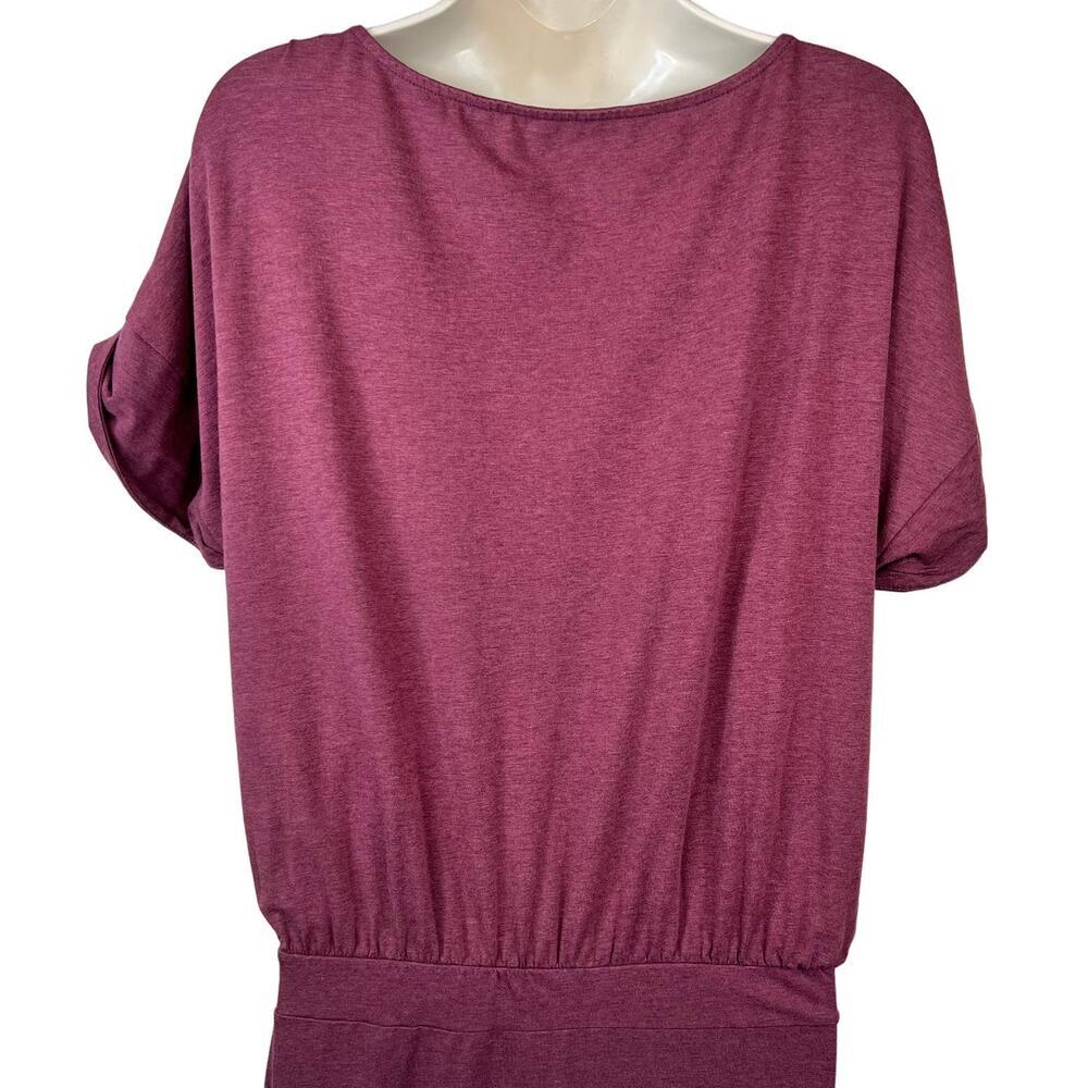 GARNET HILL Organic Cotton Short-Sleeve Tie-Waist Dress in Burgundy Womens Large - Picture 7 of 9